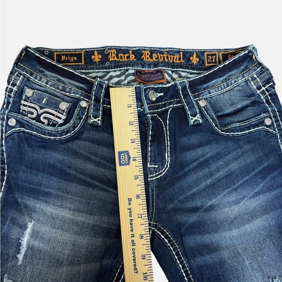 Rock Revival Priya Straight Women’s 27 Embellished Stretch Jeans Distressed - Picture 9 of 11